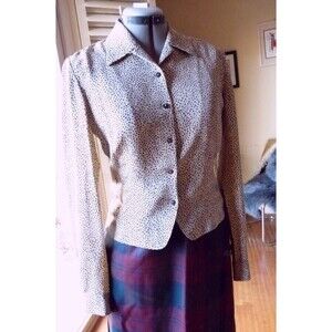 Dana Buchman Elegant Fitted 100% Silk Animal Print blouse/jacket 4 XS-S